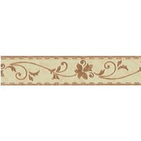 Schmale Tapetenbordüre selbstklebend Blumen Bordüre in Gold Braun Florale Wandbordüre aus Vlies und Vinyl für Küche und Badezimmer - Brown, Beige von BRICOFLOR