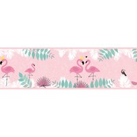 Flamingo Tapete in Rosa als Kinderzimmer Bordüre selbstklebend Kinder Tapetenbordüre aus Vlies Mädchentapete mit Vogel ideal für Babyzimmer - Rosa, von BRICOFLOR