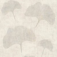 Ginkgo Tapete in Naturfarben Asiatische Vliestapete mit Blätter Deisgn in Grau Beige Blatt Wandtapete aus Vlies und Vinyl für Schlafzimmer - Beige, von BRICOFLOR
