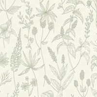 Bricoflor - Landhaus Tapete schwedisch Weiße Vliestapete mit Blumen skandinavisch Vlies Blumentapete weiß grün im Scandi Stil für Schlafzimmer und von BRICOFLOR