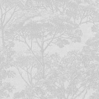 Vlies Baumtapete in Hellgrau Bäume Tapete mit Vintage Design gezeichnet für Schlafzimmer und Wohnzimmer Graue Waldtapete mit Vinyl - Beige, Beige von BRICOFLOR