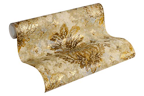 A.S. Création Vliestapete Boho Love Tapete mit floralen Ornamenten in metallischer Vintage Optik 10,05 m x 0,53 m goldfarben beige metallisch Made in Germany 364561 36456-1 von A.S. Création