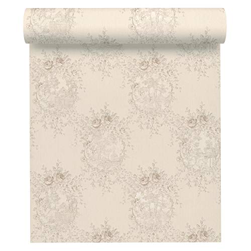 A.S. Création Vliestapete Chateau 5 Tapete mit floralen Ornamenten 10,05 m x 0,53 m grau metallic Made in Germany 344995 34499-5 von A.S. Création