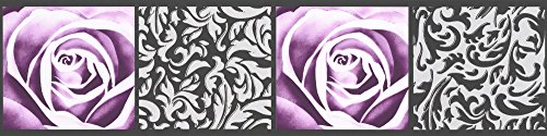 A.S. Création Bordüre - Papierbordüre mit wundervollen Blumen in Schwarz und Lila - auf 5,00 m x 0,13 m je Rolle von A.S. Création