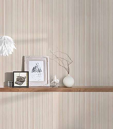 A.S. Création Attractive Vliestapete mit feinem Streifenmuster 0,53 x 10,05 m – Beige, Grau, Weiß – Streifentapete Made in Germany – 378173 (Packung mit 6) von A.S. Création