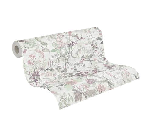 A.S. Création Blumentapete Weiß Grün THE BOS 388251 Vliestapete Tapete Landhaus Dschungeltapete 10, 05 m x 0, 53 Made in Germany, Rosa von A.S. Création