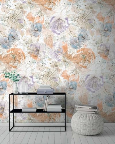 A.S. Création Blumentapete in Beige, Orange, Blau, Lila - hochwertige Vliestapete floral 396942 - Designtapete gemalt auf 10,05m x 0,53m - Made in Germany A.S. Création Blumentapete in Beige, Orange, Blau, Lila - hochwertige Vliestapete floral 396942 - Designtapete gemalt auf 10,05m x 0,53m - Made in Germany von A.S. Création