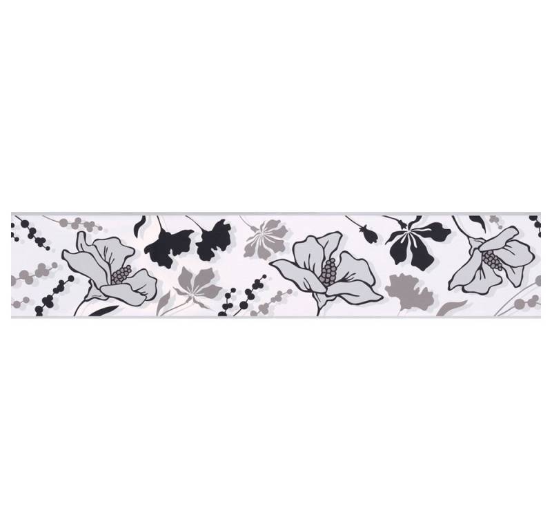A.S. Création Bordüre Only Borders11, 904720, Blumen, Floral, 5 x 0.1 m, Grau, Schwarz von A.S. Création