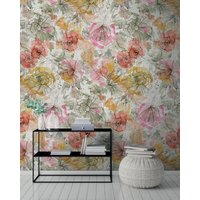 A.S. Création Fototapete "Aquarell Dreams Blumen-Tapete Mustertapete Aquarellfarben Blumen" matt glatt Vliestapete Landhaus für Schlafzimmer Küche Wohnzimmer Blumen Design von A.S. Création