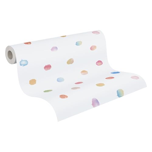 A.S. Création Kinderzimmertapete Little Love Tapete gepunktet PVC-freie Vliestapete bunt weiß blau gelb rot seidenmatt glatt 381471 von A.S. Création