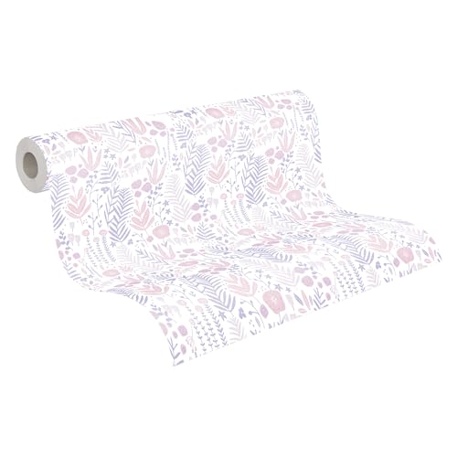 A.S. Création Kinderzimmertapete Little Love Tapete mit Blumen floral PVC-freie Vliestapete lila rosa weiß beige seidenmatt glatt 381181 von A.S. Création