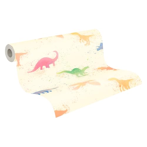 A.S. Création Kinderzimmertapete Little Love Tapete mit Dinosauriern PVC-freie Vliestapete bunt beige rosa blau grün seidenmatt glatt 381461 von A.S. Création