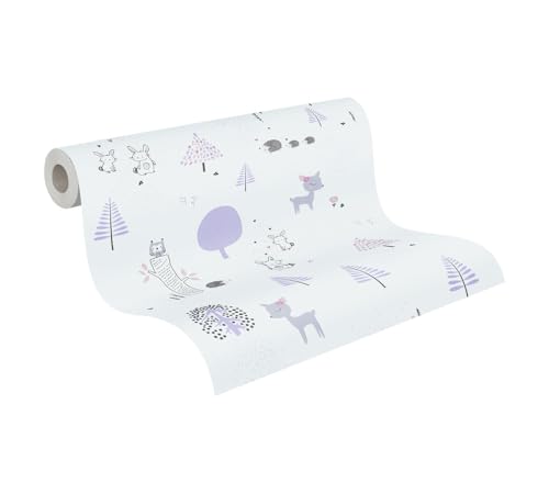 A.S. Création Kinderzimmertapete Little Love Tapete mit niedlichen Wald Tieren PVC-freie Vliestapete lila weiß grau schwarz seidenmatt glatt 381171 A.S. Création Kinderzimmertapete Little Love Tapete mit niedlichen Wald Tieren PVC-freie Vliestapete lila weiß grau schwarz seidenmatt glatt 381171 von A.S. Création