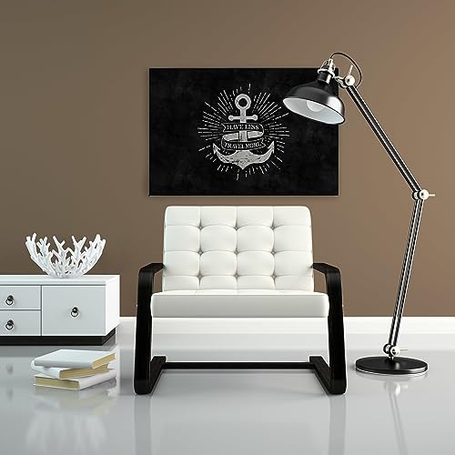 A.S. Création Leinwandbild Anker mit Spruch - Kunstdruck schwarz weiß - 90x60 cm Querformat - Moderne Wanddekoration Schlafzimmer Wohnzimmer Küche - Bild auf Keilrahmen von A.S. Création