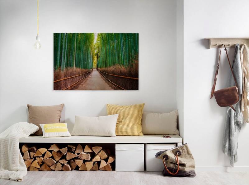 A.S. Création Leinwandbild Bambus Walk, Gemälde, Kinder, Kunst (1 St), Feldweg Bambus Natur Keilrahmen Leinwand-Bild Wohnzimmer modern Kinder von A.S. Création