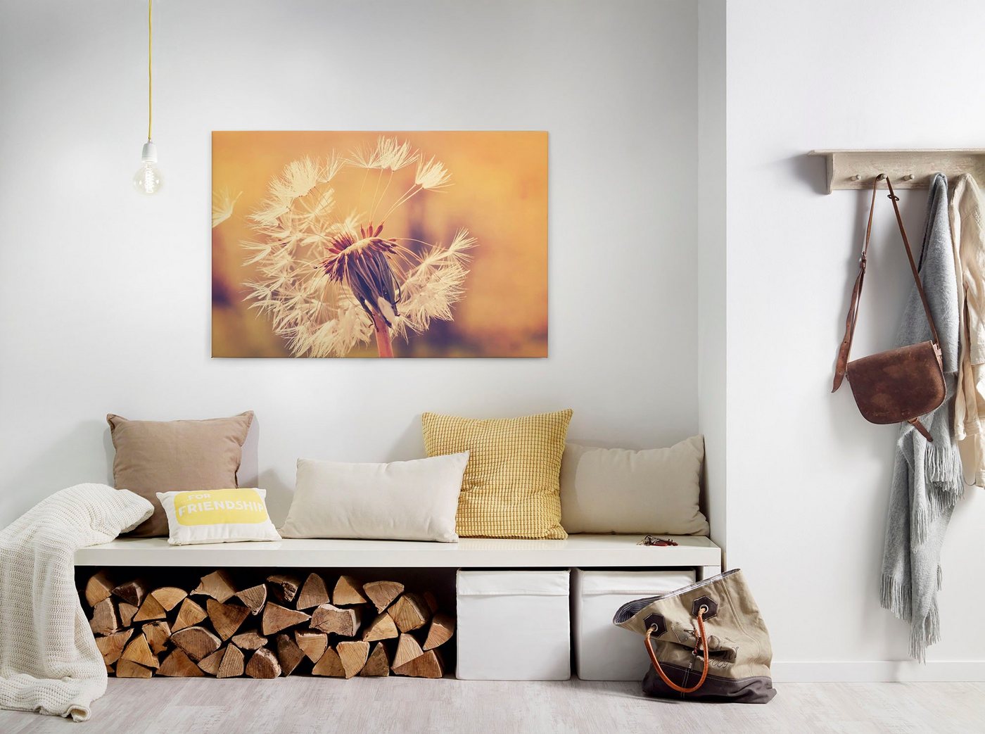 A.S. Création Leinwandbild Dandelion, Gemälde, Kinder, Kunst (1 St), Pusteblume Keilrahmen Leinwand-Bild Wohnzimmer modern Wandbild Kinder von A.S. Création