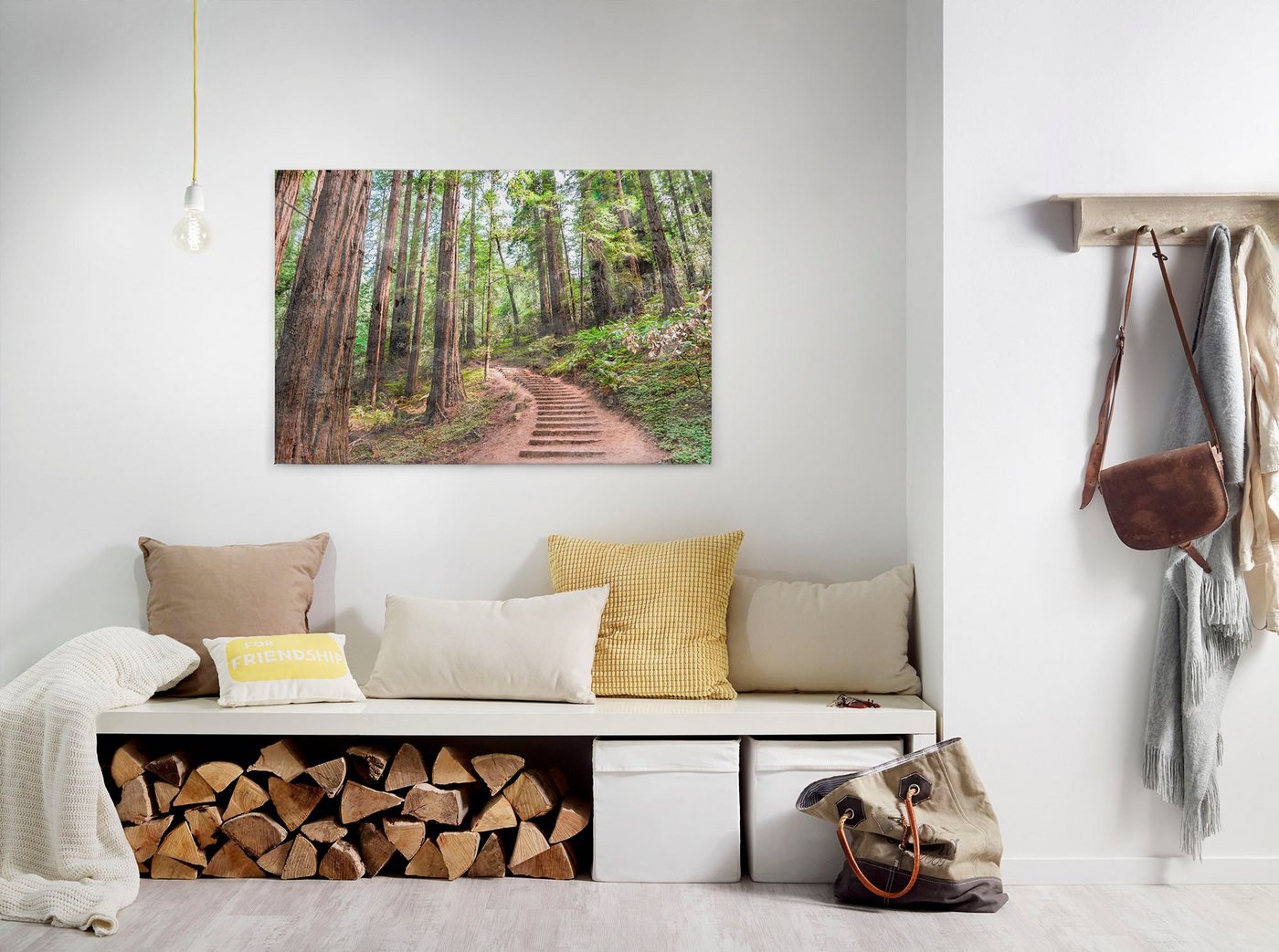 A.S. Création Leinwandbild Forest Walk, Kinder, Kunst, Wald (1 St), Waldweg Wald Bild Keilrahmen Leinwand-Bild Wohnzimmer modern Wandbild von A.S. Création