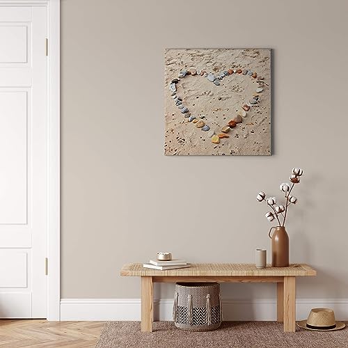 A.S. Création Leinwandbild Herz aus Steinen am Strand Meer - Kunstdruck beige - 50x50 cm Quadratisch - moderne Wanddekoration Schlafzimmer Wohnzimmer Küche - Bild auf Keilrahmen A.S. Création Leinwandbild Herz aus Steinen am Strand Meer - Kunstdruck beige - 50x50 cm Quadratisch - moderne Wanddekoration Schlafzimmer Wohnzimmer Küche - Bild auf Keilrahmen von A.S. Création