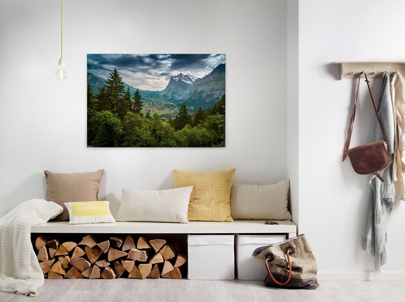 A.S. Création Leinwandbild Mountain Views, Kinder, Kunst, Landschaft (1 St), Bild Landschaft Bäume Gebirge Keilrahmen Leinwand-Bild Wohnzimmer Wand von A.S. Création