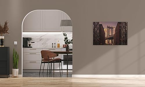 A.S. Création Leinwandbild New York Brooklyn Bridge - Kunstdruck braun orange - 90x60 cm Querformat - Moderne Wanddekoration Schlafzimmer Wohnzimmer Küche - Bild auf Keilrahmen von A.S. Création