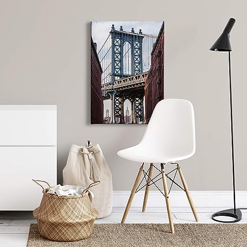 A.S. Création Leinwandbild New York Brooklyn Bridge Städte - Kunstdruck braun grau - 50x70 cm Hochformat - moderne Wanddekoration Schlafzimmer Wohnzimmer Küche - Bild auf Keilrahmen von A.S. Création
