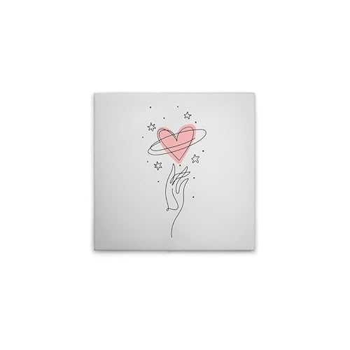 A.S. Création Leinwandbild Oneliner Herzen mit Hand - Wandbild in Weiss, Rosa - 50 x 50 cm - DD132697 von A.S. Création
