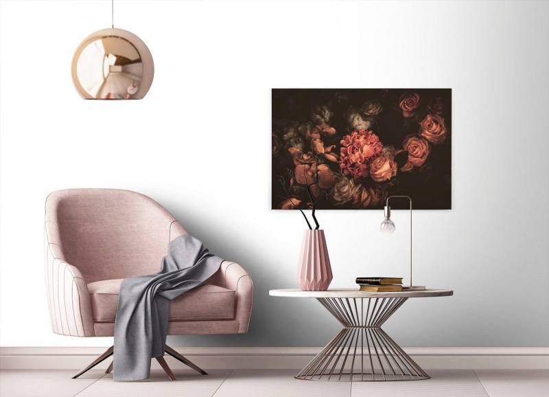 A.S. Création Leinwandbild Romantic Flower, Blumen, Kinder, Kunst (1 St), Romantische Blumen, Rosen Keilrahmen Leinwand-Bild Wohnzimmer modern von A.S. Création