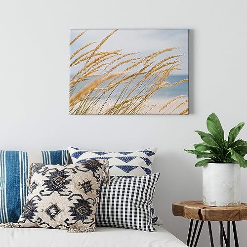 A.S. Création Leinwandbild Strand und Meer - Kunstdruck blau beige - 70x50 cm Querformat - moderne Wanddekoration Schlafzimmer Wohnzimmer Küche - Bild auf Keilrahmen von A.S. Création