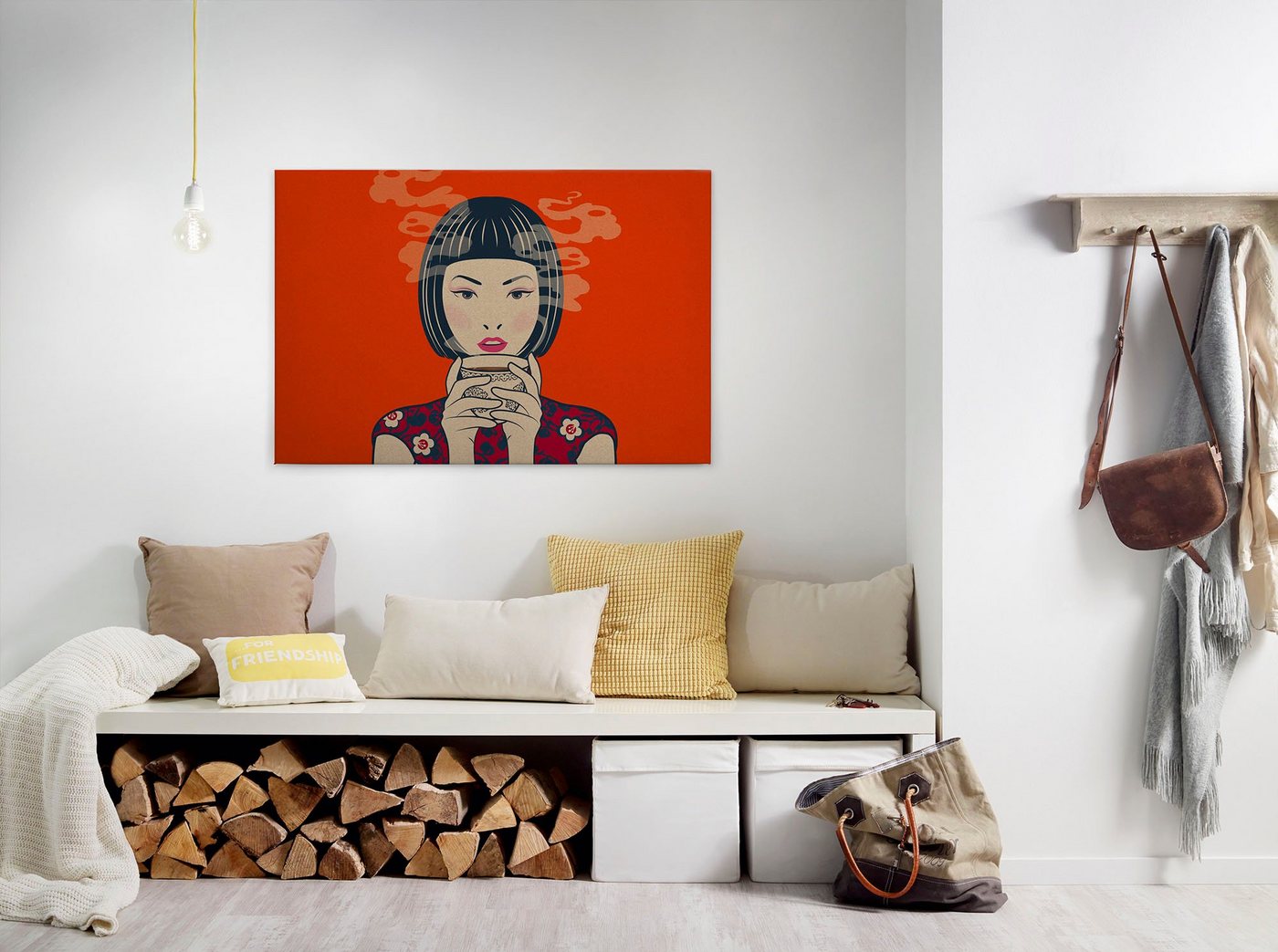 A.S. Création Leinwandbild akari, Gemälde, Kinder, Kunst (1 St), Keilrahmen Bild Asiatisch Frau Leinwand-Bild Wohnzimmer modern Kinder von A.S. Création