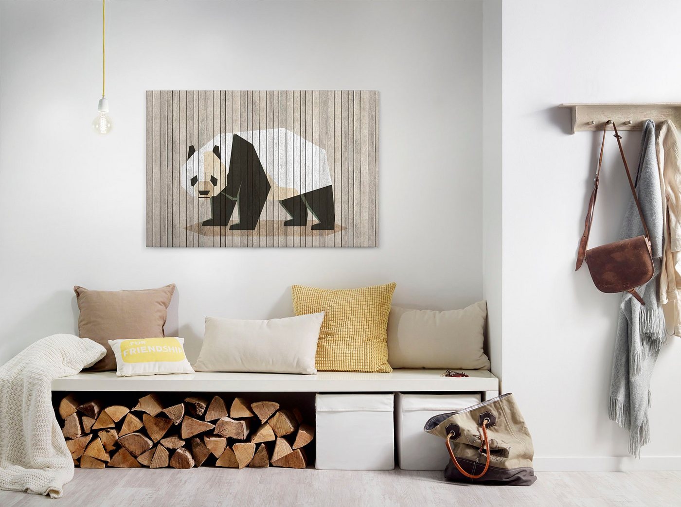 A.S. Création Leinwandbild born to be wild, Kinder, Kunst, Tiere (1 St), Keilrahmen Bild Holzoptik Tiere Leinwand-Bild Wohnzimmer modern Kinder von A.S. Création