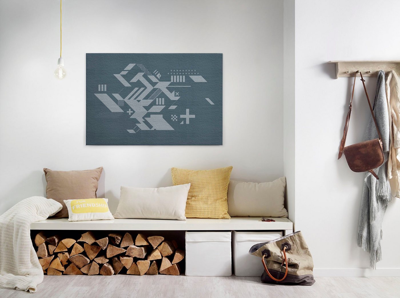 A.S. Création Leinwandbild brick by brick, Abstrakt, Kinder, Kunst (1 St), Keilrahmen Steinoptik Grafisch Geometrisch Leinwand-Bild Wohnzimmer von A.S. Création