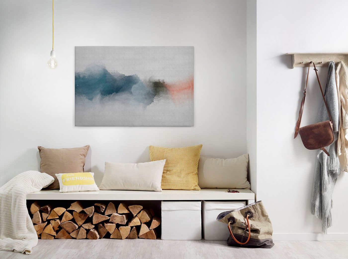 A.S. Création Leinwandbild daydream, Abstrakt, Kinder, Kunst (1 St), Keilrahmen Bild Farben Grau Bunt Leinwand-Bild Wohnzimmer modern Wand von A.S. Création