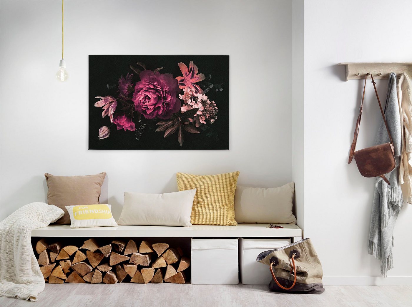 A.S. Création Leinwandbild drama queen 3, Blumen (1 St), Keilrahmen Bild Floral Blumen Schwarz Pink von A.S. Création