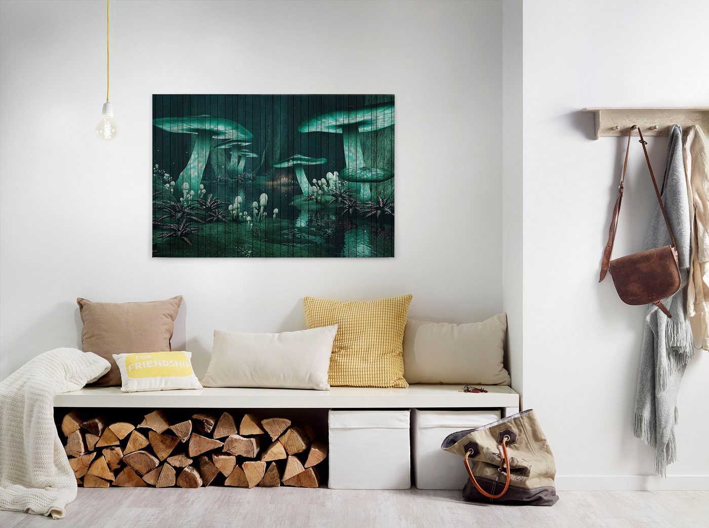 A.S. Création Leinwandbild fantasy, Abstrakt, Kinder, Kunst (1 St), Keilrahmen Bild Holzoptik Fantasiewelt Leinwand-Bild Wohnzimmer modern von A.S. Création
