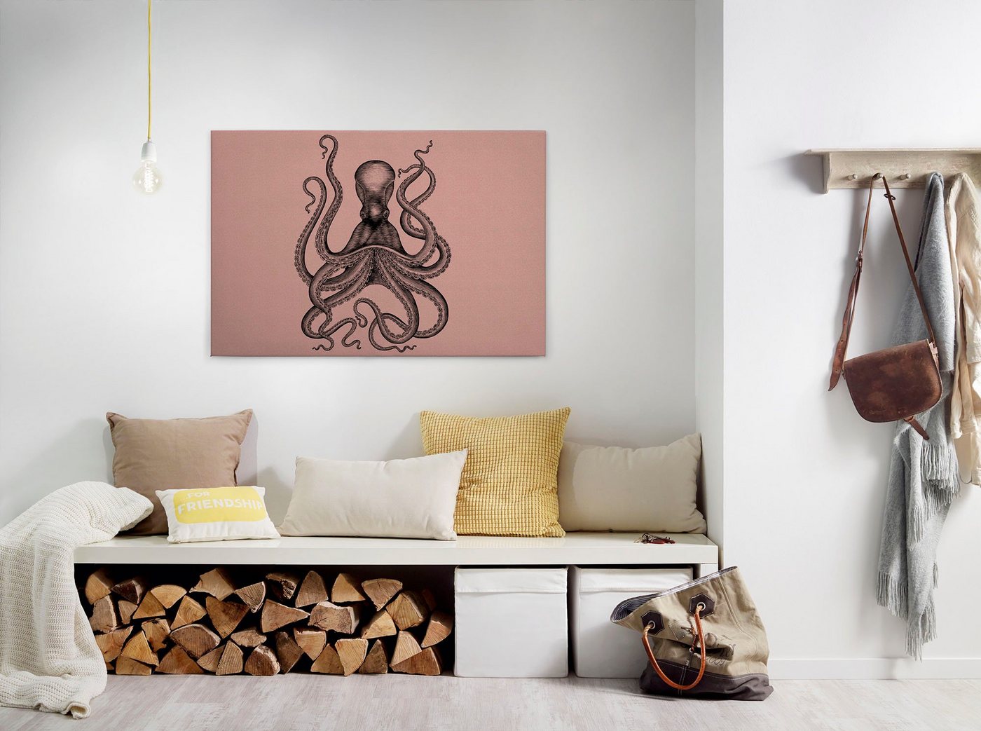 A.S. Création Leinwandbild jules, Kinder, Kunst, Tiere (1 St), Keilrahmen Bild Octopus Krake Leinwand-Bild Wohnzimmer modern Wandbild von A.S. Création