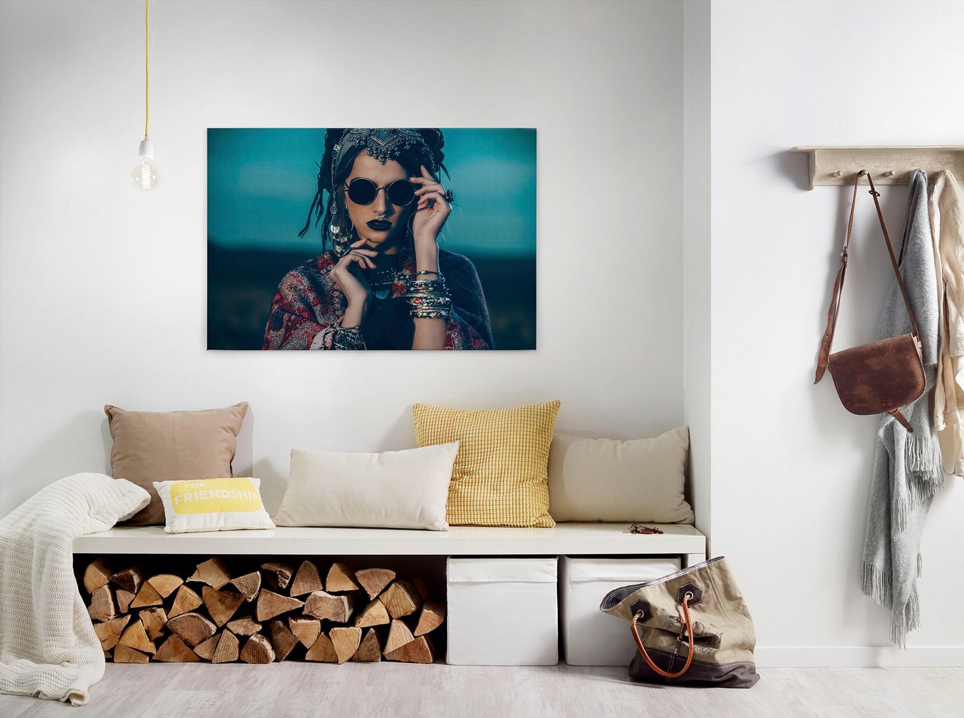 A.S. Création Leinwandbild la bohème, Kinder, Kunst, Personen (1 St), Keilrahmen Bild Boho Stil Frau Leinwand-Bild Wohnzimmer modern Kinder von A.S. Création