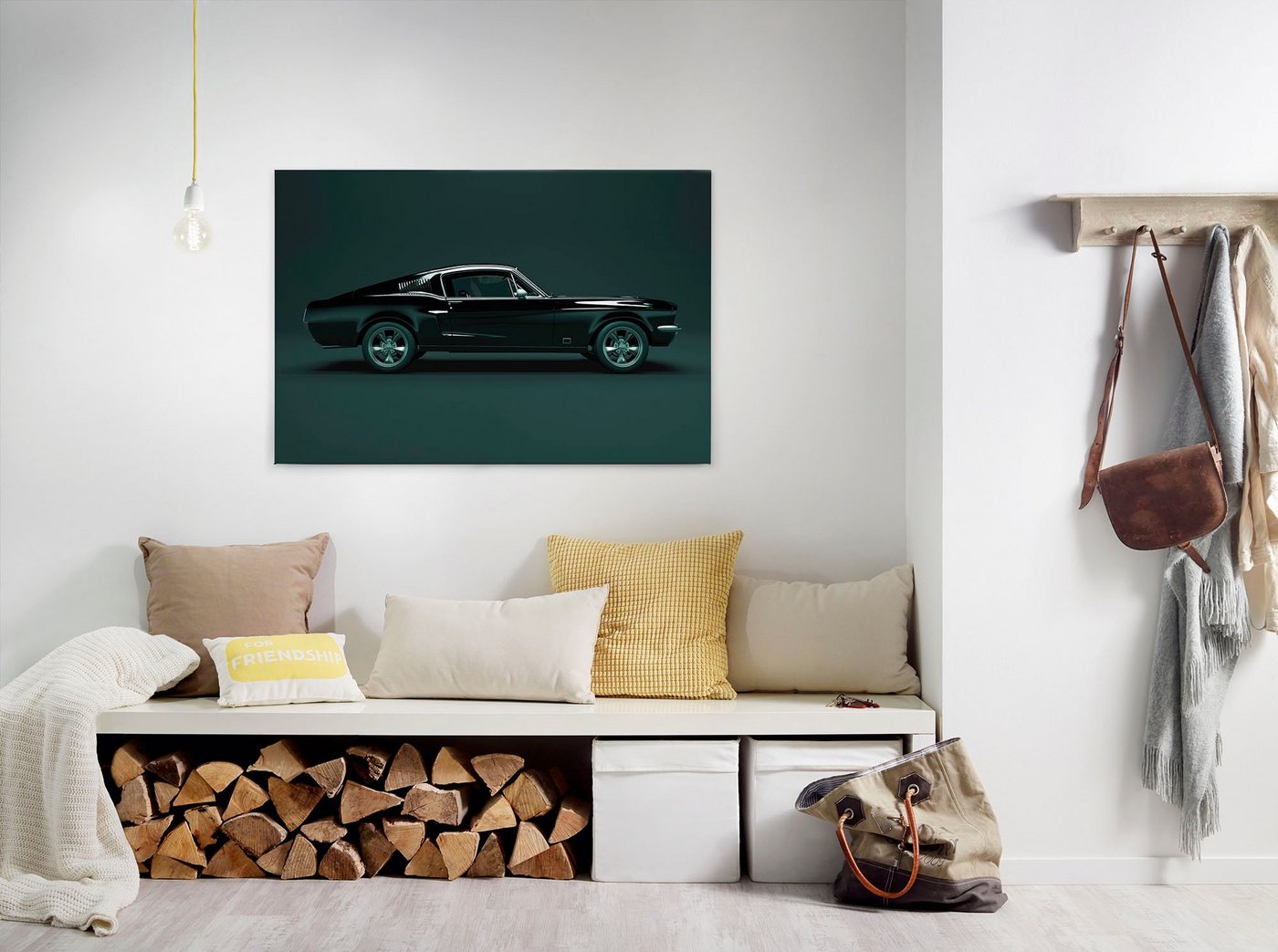 A.S. Création Leinwandbild mustang, Auto, Kinder, Kunst (1 St), Keilrahmen Bild Oldtimer Auto Leinwand-Bild Wohnzimmer modern Wandbild von A.S. Création