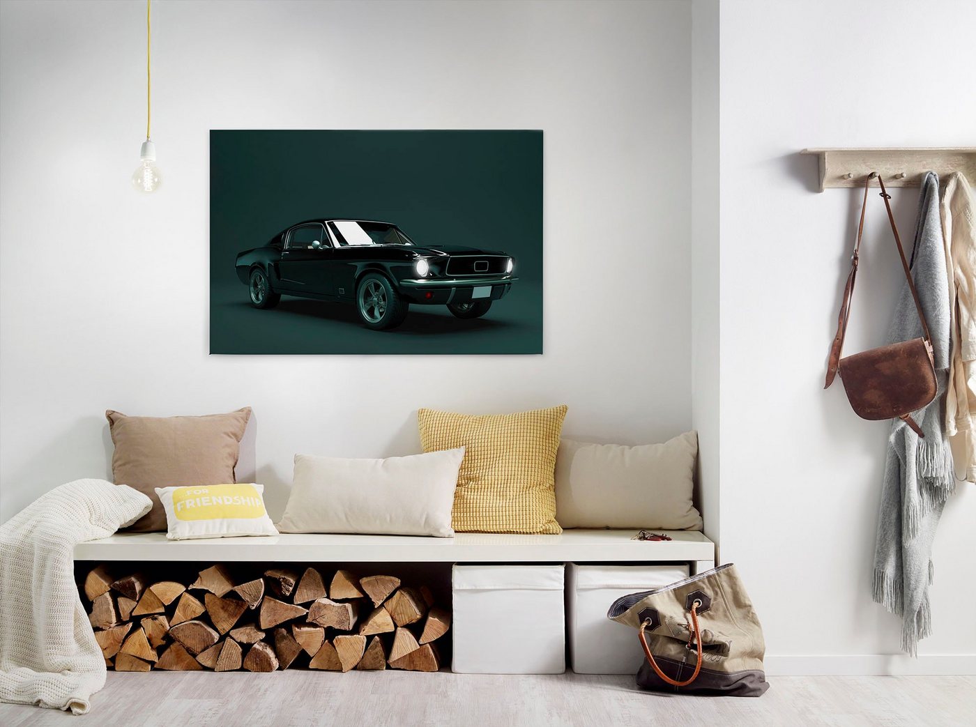 A.S. Création Leinwandbild mustang, Auto, Kinder, Kunst (1 St), Keilrahmen Bild Oldtimer Auto Leinwand-Bild Wohnzimmer modern Wandbild von A.S. Création