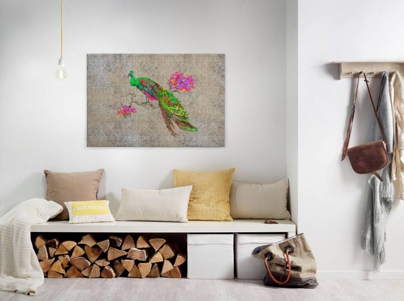 A.S. Création Leinwandbild peacock, Kinder, Kunst, Tiere (1 St), Keilrahmen Bild Bunt Pfau Leinwand-Bild Wohnzimmer modern Wandbild von A.S. Création