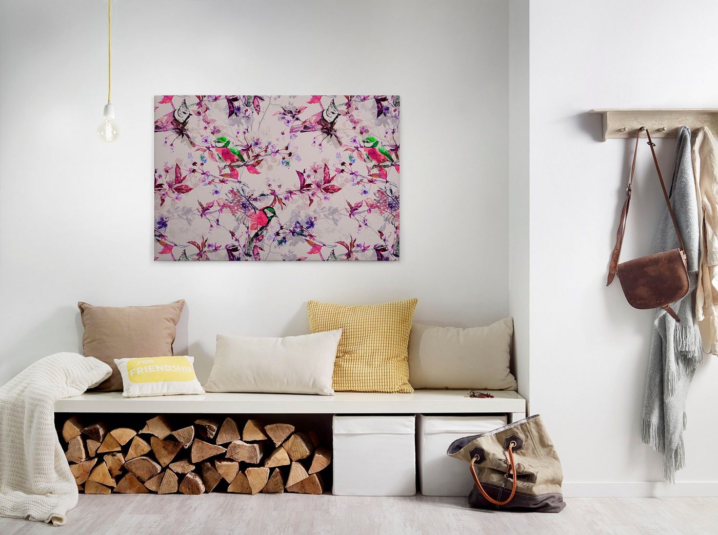 A.S. Création Leinwandbild songbirds, Kinder, Kunst, Vögel (1 St), Keilrahmen Bild Floral Leinwand-Bild Wohnzimmer modern Wandbild Kinder von A.S. Création
