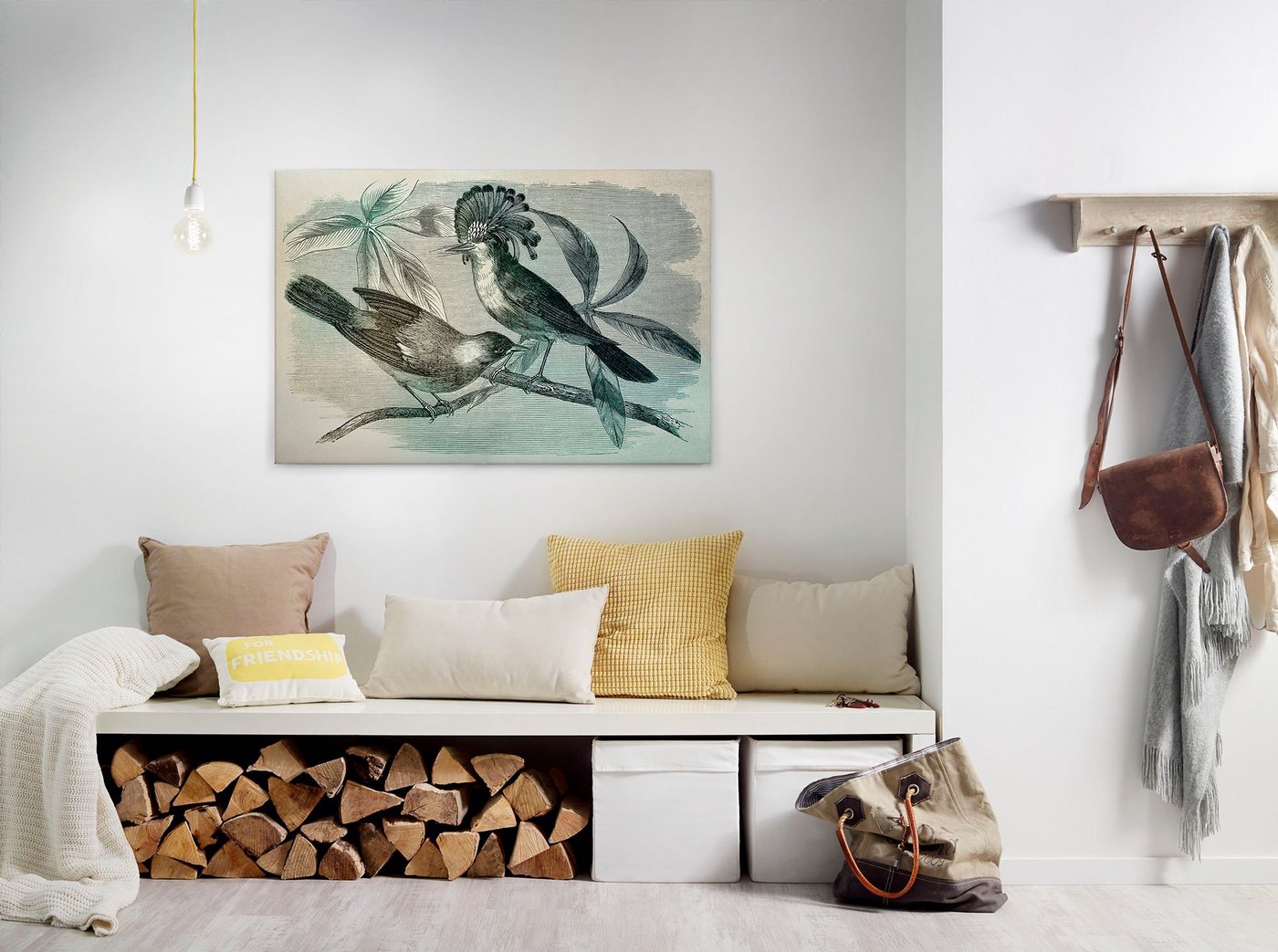A.S. Création Leinwandbild vintage birds, Gemälde, Kinder, Kunst (1 St), Vogel Keilrahmen Bild Leinwand-Bild Wohnzimmer modern Wandbild Kinder von A.S. Création