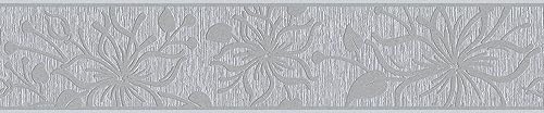 A.S. Creation | Only Borders 11 | 346643 | Vliesbordüre | Blumenoptik | 5.00 x 0.13 m | Grau | Tapete von A.S. Création
