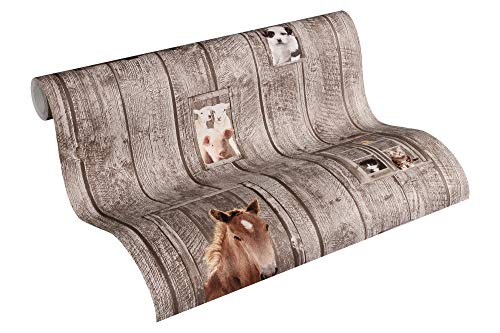 A.S. Création PVC-freie Vliestapete Little Stars Tapete in Holz Optik mit Pferden 10,05 m x 0,53 m braun bunt Made in Germany 358422 35842-2 A.S. Création PVC-freie Vliestapete Little Stars Tapete in Holz Optik mit Pferden 10,05 m x 0,53 m braun bunt Made in Germany 358422 35842-2 von A.S. Création