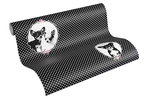 A.S. Création PVC-freie Vliestapete Little Stars Tapete mit niedlichen Hunden 10,05 m x 0,53 m schwarz lila Made in Germany 358512 35851-2 von A.S. Création