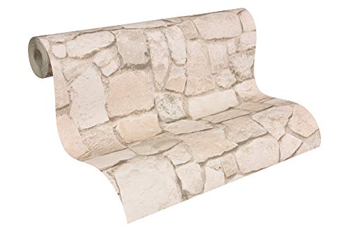 A.S. Création Il Decoro Papiertapete mit Steinmotiv Naturstein 0,53 x 10,05 m – Beige, Braun – Tapete in Stein-Optik Made in Germany – 692429 von A.S. Création