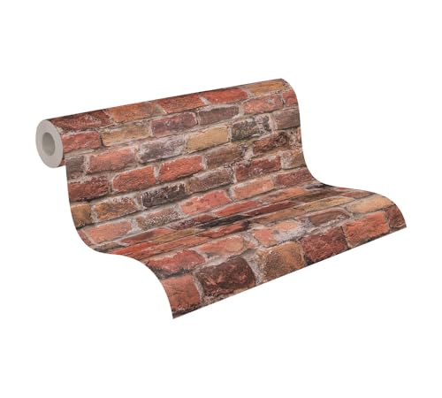 Steintapete Rot Orange - A.S. Création Bricks & Stones 388141 - Vliestapete Backstein Tapete - 10,05m x 0,53m - Made in Germany von A.S. Création