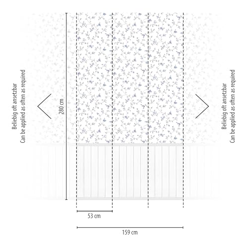 A.S. Création Tapete Blumen mit Holzpaneel Optik 398052 - hochwertige Vliestapete mit Blumendesign in Grau, Blau, Grün - Designtapete Akustikpaneele auf 1,59 m x 2,80 m von A.S. Création