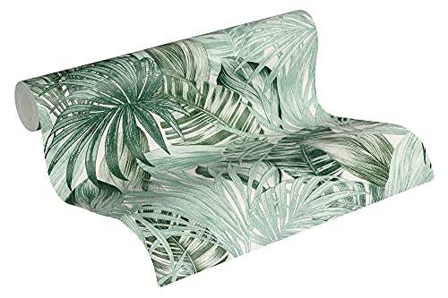 A.S. Création Tapete Floral Grün Weiß Attractive 2 368201 - Pflanzen Vliestapete - 10,05 m x 0,53 m Made in Germany von A.S. Création