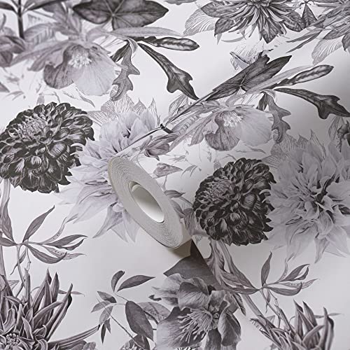 A.S. Création Tapete Grau Weiß Blumenoptik 381753 Vlies-Blumentapete Floral für Wohnzimmer 10,05x0,53m Made in Germany von A.S. Création