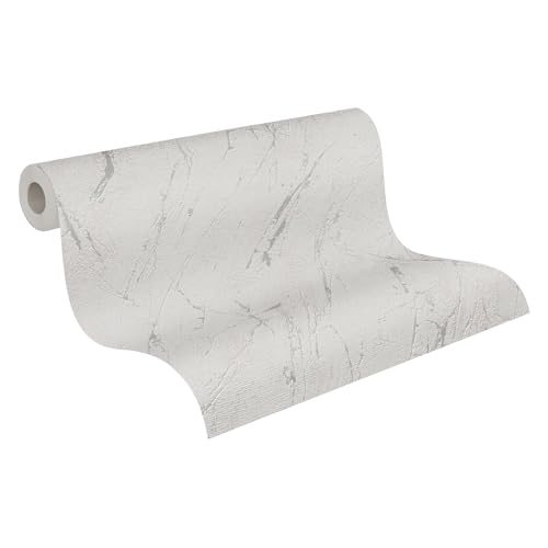 A.S. Création Tapete Marmoroptik Grau Silber Metallic - Casual Living Wandtapete 393361 - hochwertige Vliestapete für Schlafzimmer - 10,05m x 0,53m - Made in Germany von A.S. Création